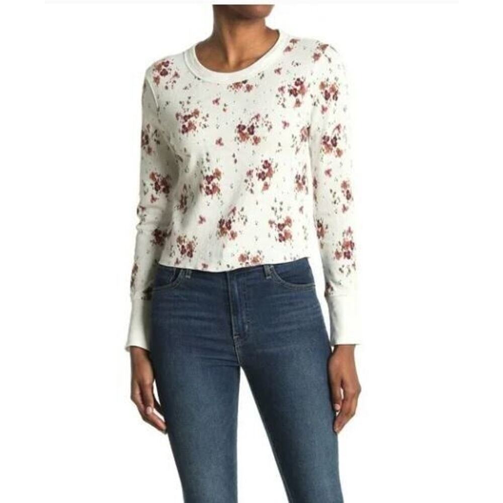 Abound Women's Long Sleeve Thermal Top in Ivory Ikat Cluster Floral XS MSRP‎ $20